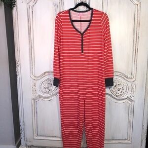 Jenni by Jennifer Moore Intimates Red and White Stripes Long Sleeve Long Johns